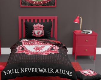 Liverpool Football Duvet Cover Sets Bedding Set with Pillowcase LFC Mesh Football Gifts for Boys