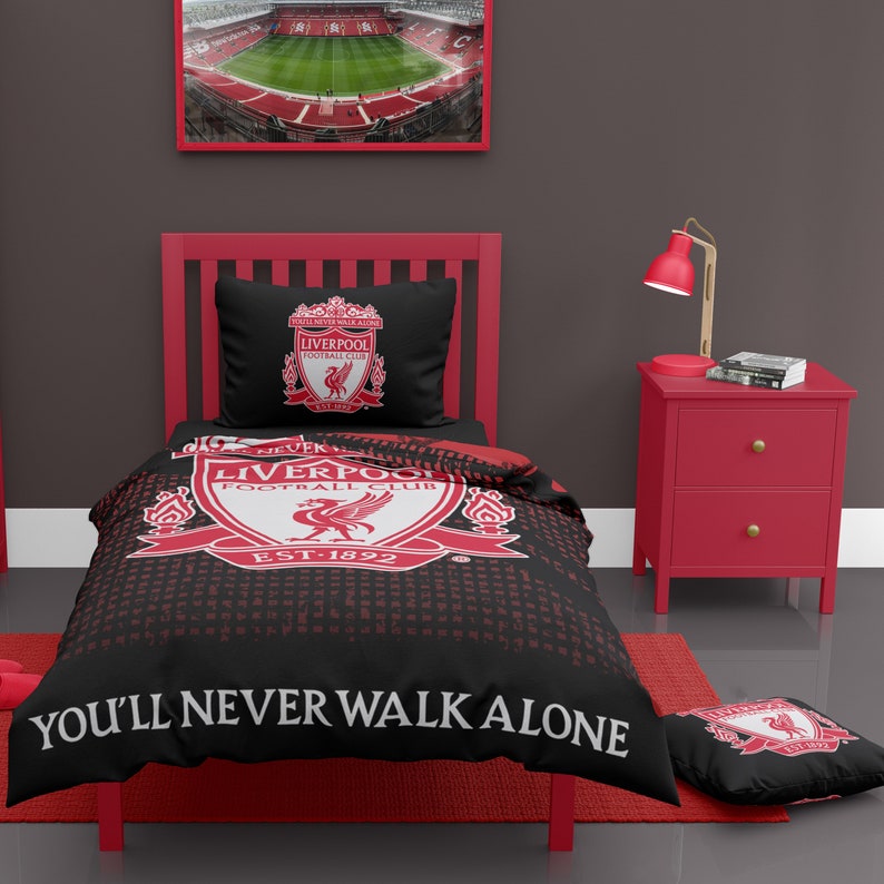 Liverpool Football Duvet Cover Sets Bedding Set with Pillowcase LFC Mesh Football Gifts for Boys Single UK