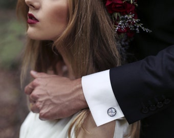 Map Cufflinks Engraved With date and initials, Wedding Cufflinks for Groom and Father of the Bride and Groom