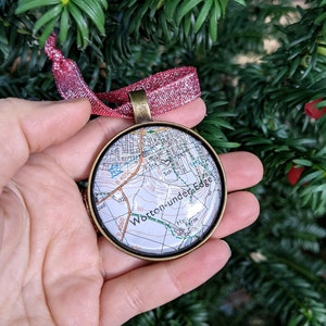Personalized Christmas Tree Decor with Custom Map Location, First Home Family Xmas Tree Decor