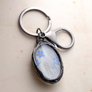 Pet Hair Keepsake Keychain, Custom Lock of hair pet memorial gift, Personalised Pet Loss Gift