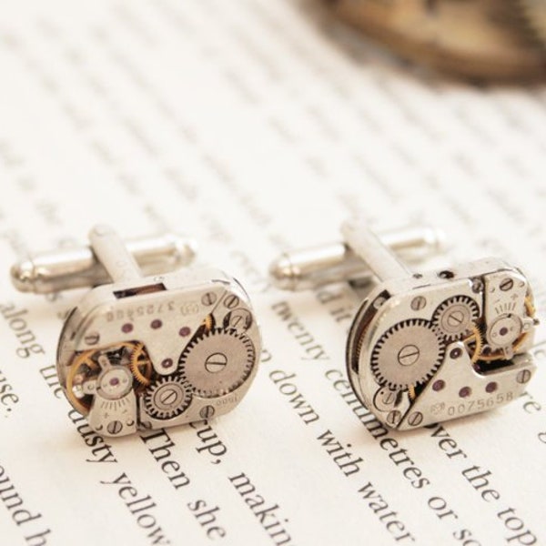 Cool Cufflinks made of Watch movements - Gift for Dad in Steampunk style