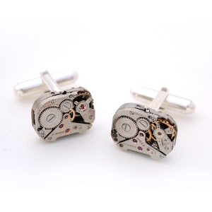 Boutons de manchette comme cadeau de fête des pères, boutons de manchette en argent sterling de style steampunk pour un anniversaire de mariage