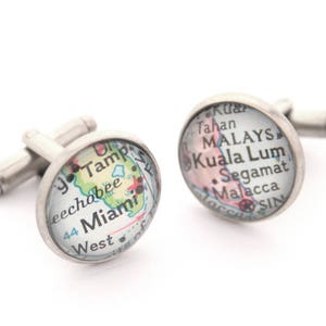 Custom map Cuff link I Old map cufflinks I personalized Fathers Day Gifts for Dad image 5