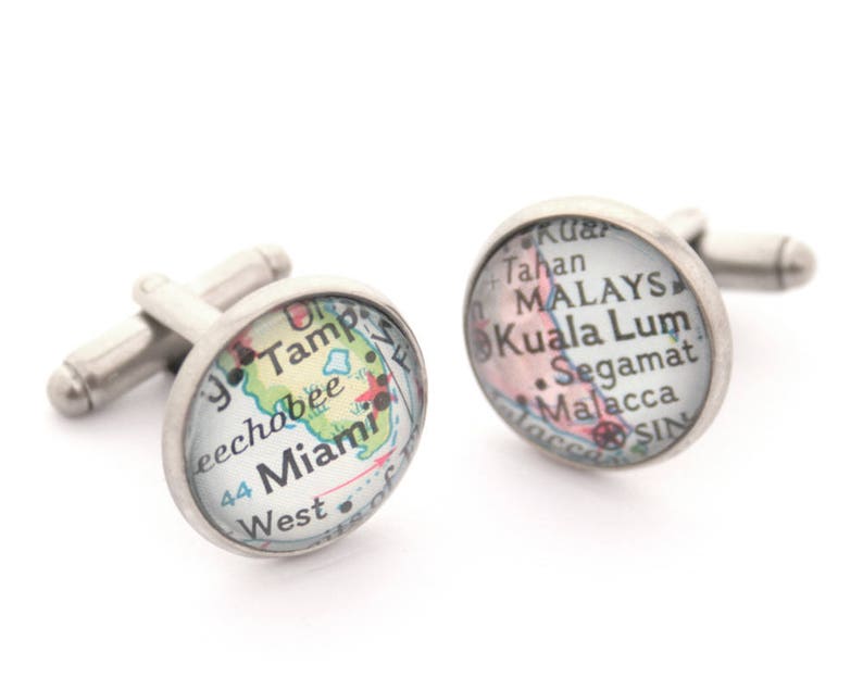 Custom map Cuff link I Old map cufflinks I personalized Fathers Day Gifts for Dad image 5