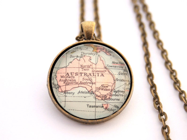 Map Necklace Wanderlust Jewelry I Personalised Coordinates Jewellery I World Map Gift for Mum image 1