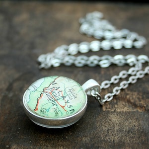 Collier carte recto-verso Relation longue distance I Collier envie de voyager Cadeaux d'amitié