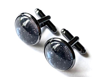 Personalized night sky Cufflinks, Gift for Fiancé or Husband, Bespoke Celestial Cufflinks with your chosen date and place