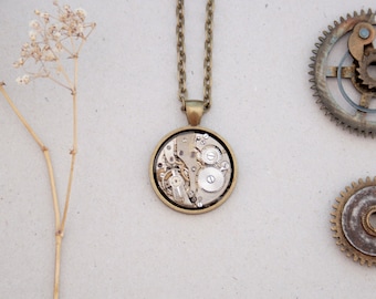 Watch mechanism necklace, Statement Steampunk Jewellery