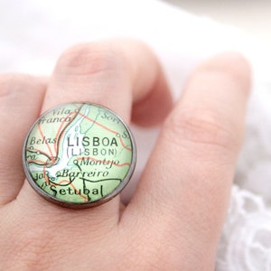 Schwarzer Ring mit benutzerdefiniertem Kartenziel, Statement-Ring für Fern-Freundin