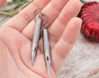 Quirky Dangle Earrings Fountain Pen Nib Earrings Antique Silver Colour with Dip Pen Industrial School Gift Earrings Gift for Teacher