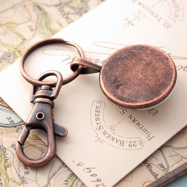 Copper Keyring Personalized Copper Anniversary Gifts, Keychain with custom Map destination image 3