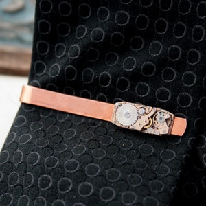 Koperen dasspeld, steampunk-uurwerk dasspeld als koperen huwelijksverjaardagscadeau voor echtgenoot