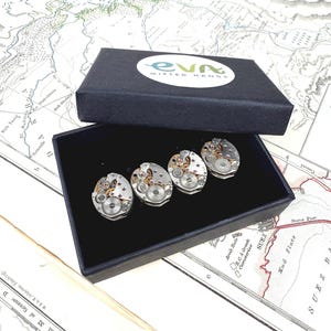 Steampunk Tuxedo Studs: Repurposed Watch Movement Shirt Buttons image 7