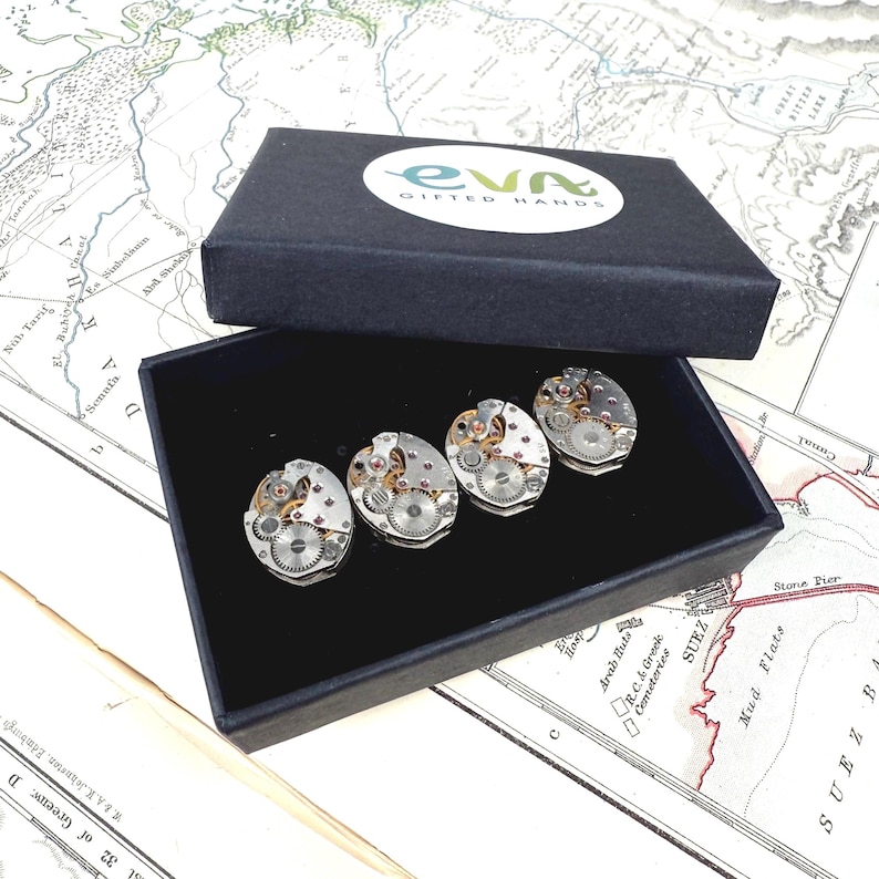 Steampunk Tuxedo Studs: Repurposed Watch Movement Shirt Buttons image 7