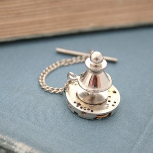 Tie Tack with Chain, charming Steampunk Tie Pin for a Wedding or formal wear image 4