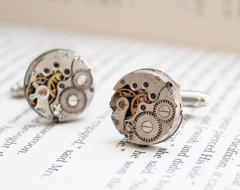 Cufflinks Steampunk Cuff links Clock cufflinks Clockwork Cufflink mechanical cufflinks Gift for Men Father of the Bride