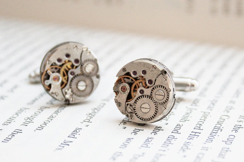 Cufflinks Steampunk Cuff links Clock cufflinks Clockwork Cufflink mechanical cufflinks Gift for Men Father of the Bride image 1