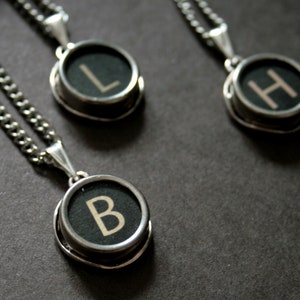 BLACK Typewriter Key Necklace monogram necklace Personalized Initials Choose letter Customized jewelry vintage typewriter gift for a writer image 5