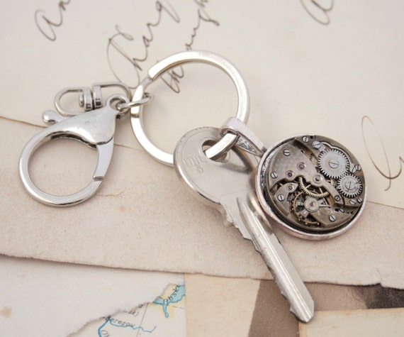 Steampunk Keychain With Real Watchwork, New Home Gifts Keyring - Etsy