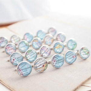 Aangepaste kaart manchetknopen bruidsjonkers set van 7 – gepersonaliseerd huwelijkscadeau voor bruidegom en bruidsjonkers – manchetknopen heren – bruiloftaccessoires