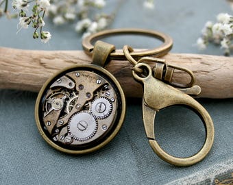 Timepiece keyring Steampunk Keychain Birthday Gifts New Home Gifts Housewarming Gifts for New Home Owners Happy Couple