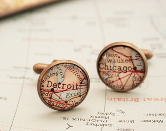 Map Cufflinks for Long Distance Relationship Boyfriend, Personalized Gifts for Him