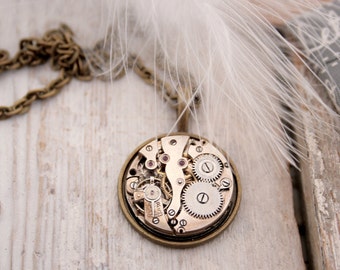 Steampunk Necklace: Vintage Watch Movement, Gothic Costume Jewelry
