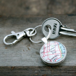 Double Sided Keychain with custom Map piece Bespoke Keyring Personalized Graduation Gifts Map Keyring New Home Gifts Map Keychain image 7