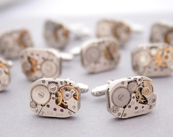 Steampunk Watch Movement Cufflinks, Geeky Gift for Men