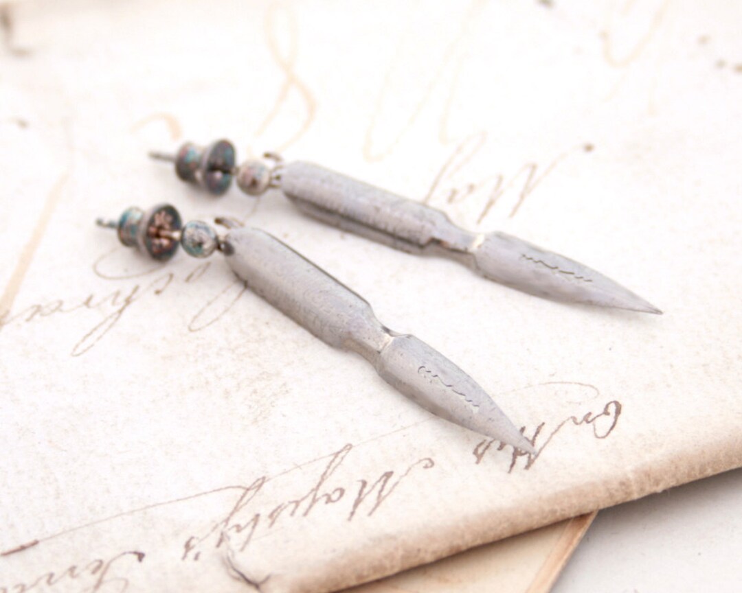 Calligraphy Lover Drop Earrings of Fountain Pen Nib Quirky Etsy