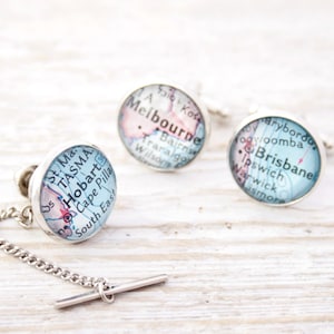 Set met stropdas en manchetknopen I gepersonaliseerde kostuum- en stropdasaccessoires, cadeaus voor mannen met gekozen kaarten