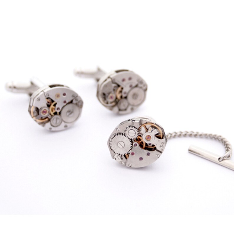 Cravate steampunk avec chaîne, cadeau d'anniversaire pour mari Tie Tack & Cufflinks