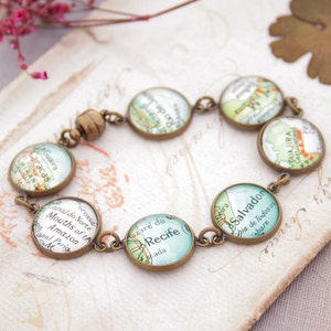Map Bracelet Custom Jewelry Personalized Birthday Gifts for Her Custom Bracelet Personalized Bracelets for Women Bronze
