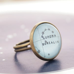 Astronomy Ring Star Constellation Adjustable Ring Universe Holiday Gifts for Women Corona Borealis Lovecraft Jewelry Cosmic Space Ring