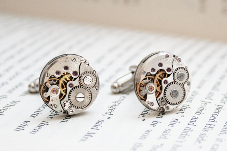 Cufflinks Steampunk Cuff links Clock cufflinks Clockwork Cufflink mechanical cufflinks Gift for Men Father of the Bride image 3