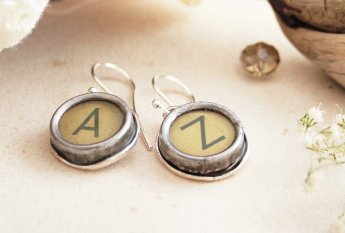 Typewriter Key Earrings Custom Made Letter Earrings for a Etsy UK