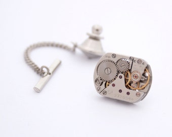 Steampunk Tie Tack with Chain