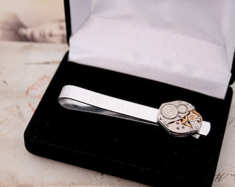 Steampunk Mens Tie Clip, Anniversary Gifts for Men, Valentines Day Gift for Husband