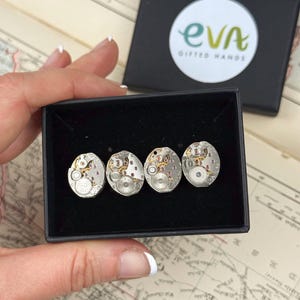 Steampunk Tuxedo Studs: Repurposed Watch Movement Shirt Buttons image 6