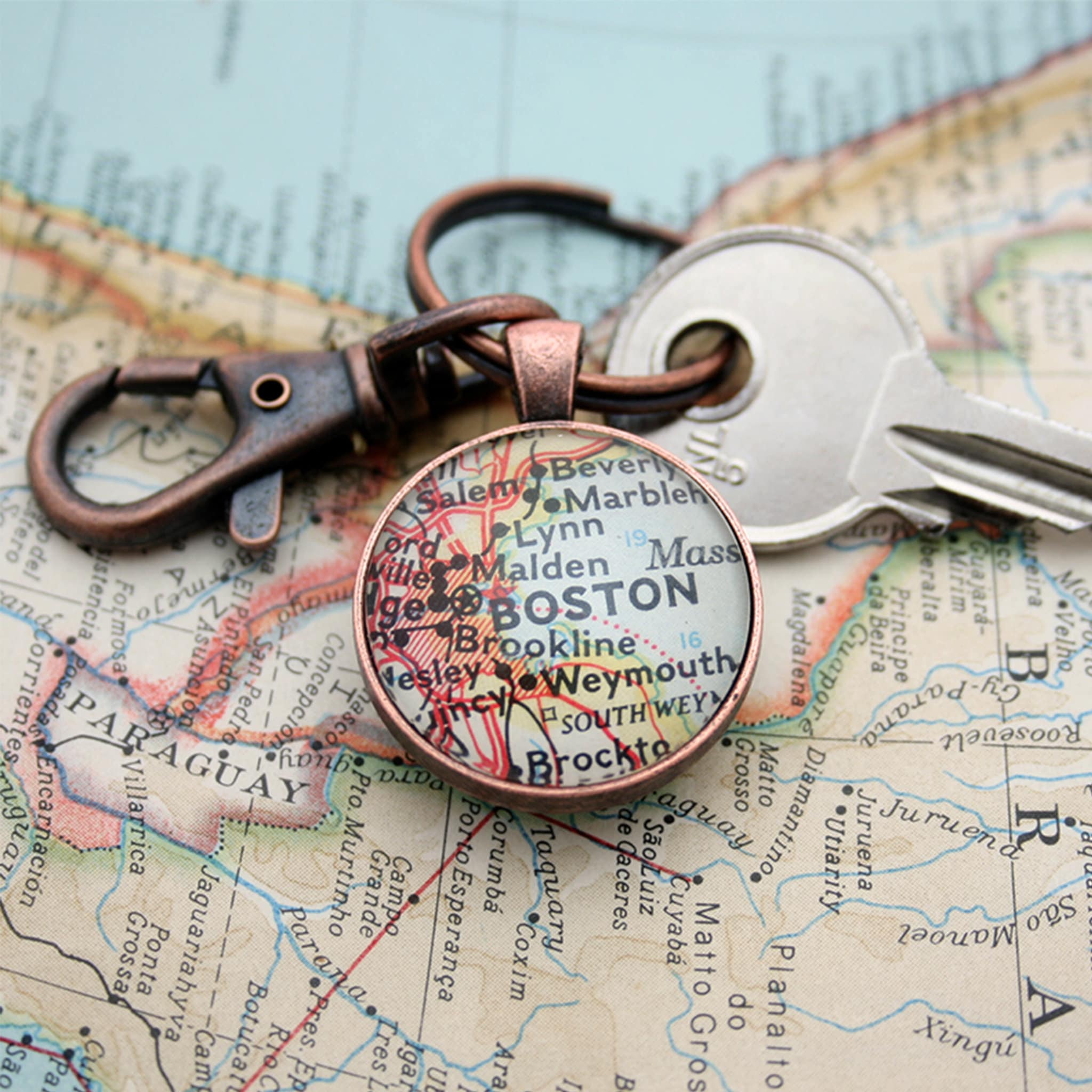Custom Keychain Double Sided Map Keyring Farewell Gift for - Etsy 日本