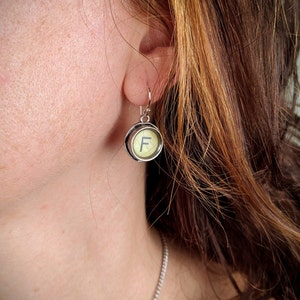 Cute Dangling Typewriter Key Earrings, Unique Jewelry for the Literary Lovers in Romantic Academia Style image 3