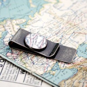 Custom Money Clip with Map, Personalized Gifts for Men Money Clip Card Holder, Christmas Gift for Dad image 1