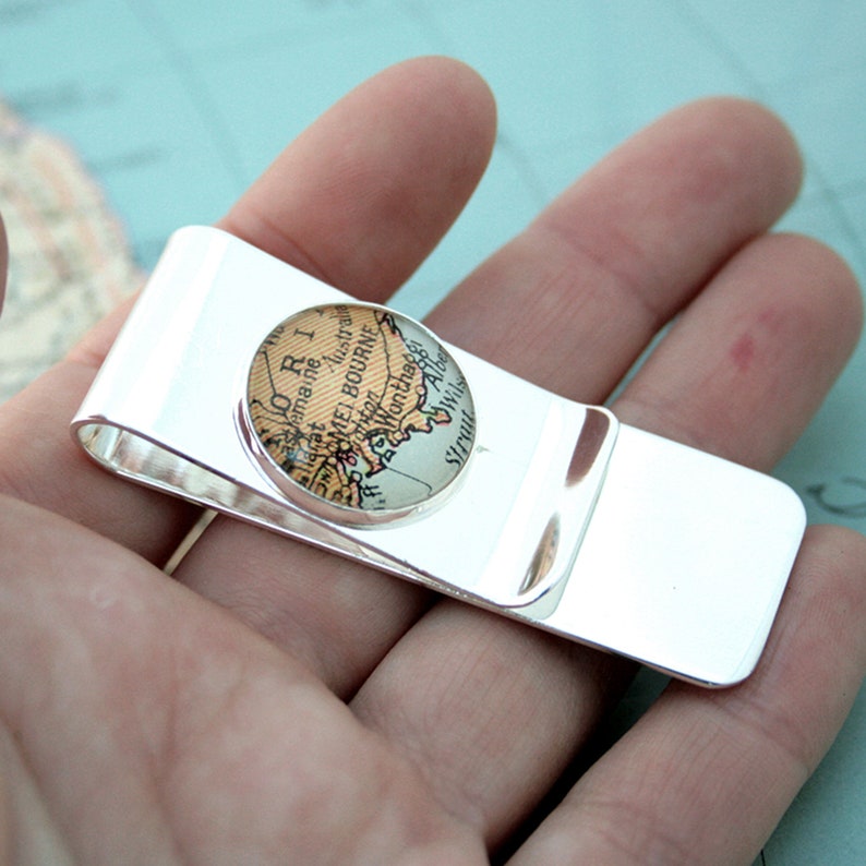 Custom Money Clip with Map, Personalized Gifts for Men Money Clip Card Holder, Christmas Gift for Dad image 6