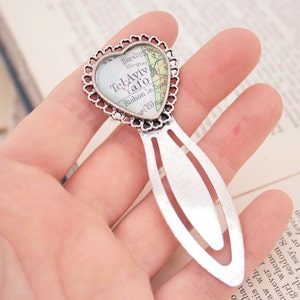Marque-page coeur sur mesure personnalisé avec carte, marque-page de carte personnalisé, cadeau pour petit ami