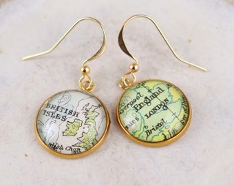 World Map Golden Earrings Travel Earrings Customized Jewelry Custom Earrings Personalised Gifts for Wife