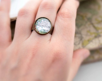 Personalized Ring Custom Map Ring I Long Distance Relationship Gifts I Romantic Map Jewelry