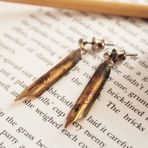 Old Gold Dangle Earrings made of Fountain Pen nibs, Unique Gifts for Calligraphy gift