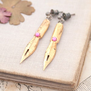 Nostalgic Long Dangle Earrings Pen Nib Bohemian Jewelry image 3