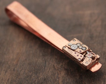 Elegant Omega Watch Copper Tie Clip - Perfect Copper Wedding Anniversary Gift for Husband